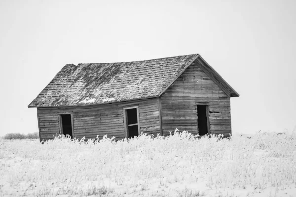 Abondon Bâtiments Ferme Par Matin Glacial Alberta Canada — Photo