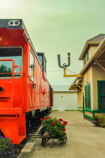 Stazione Ferroviaria Materiale Rotabile Tre Hills Alberta Canada — Foto Stock