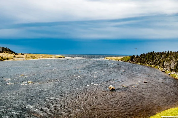 Rzeka Portland Creek Wieje Morza Portland Creek Nowa Fundlandia Kanada — Zdjęcie stockowe