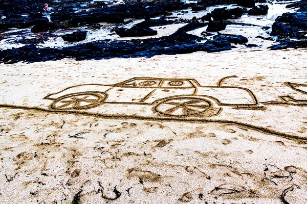 Zeichnen Sand Takapuna Beach Auckland Neuseeland — Stockfoto