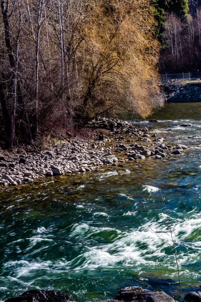 Swan River Flows Centre Town Bigfork Montana — Stock Photo, Image