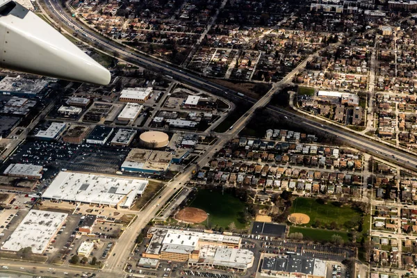 Ein Blick Auf Chicago Aus Der Luft Während Der Landung — Stockfoto