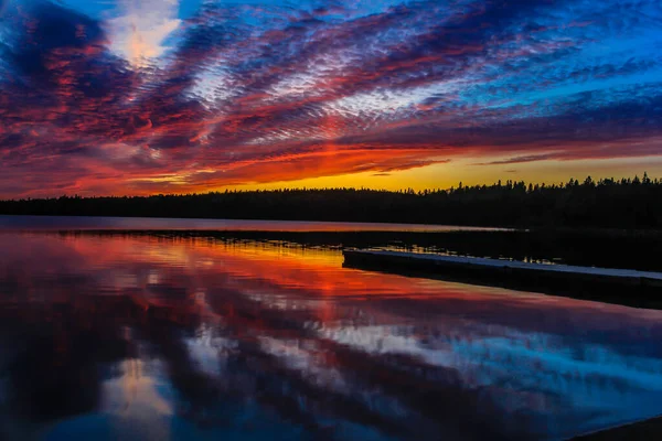 Západ Slunce Nad Clear Lake Riding Mountain National Park Alberta — Stock fotografie