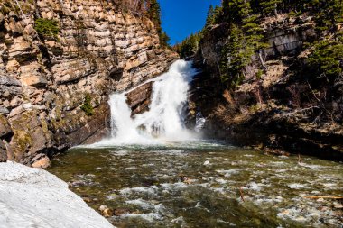 Yaz mevsiminde Cameron Falls. Waterton Lakes Ulusal Parkı, Alberta, Kanada