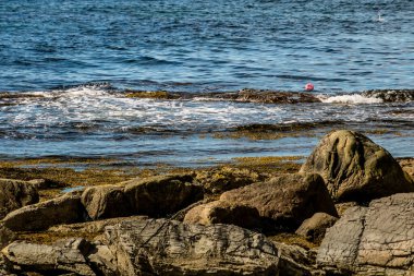 Broom Point civarındaki dalgalı sular. Gros Morne Ulusal Parkı, Newfoundland, Kanada