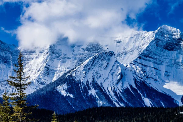 Snow Covered Rockies Great Cloud Formations Lower Lake Peter Lougheed Royalty Free Stock Images