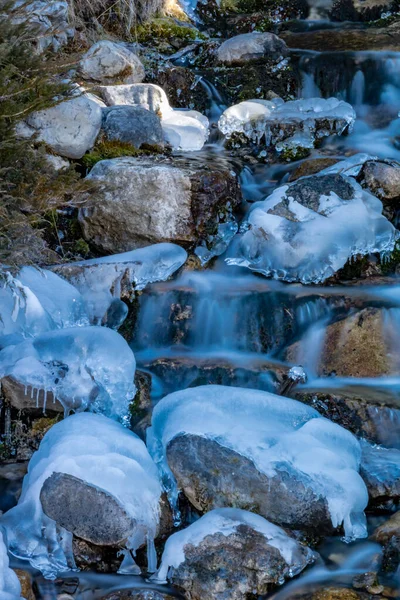 Glace Neige Accrochent Aux Chutes Shaunessy Parc Animalier Bow Valley — Photo