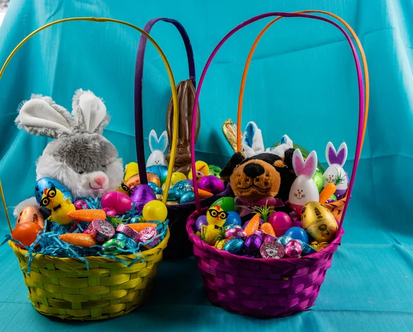 Colourful Easter Eggs Candies Baskets Display Calgary Alberta Canada — Stock Photo, Image