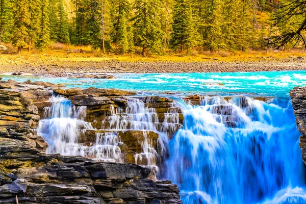 Водоспад Атабаска Національний Парк Джаспер Альберта Канада — стокове фото