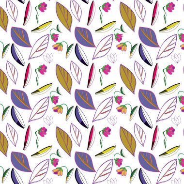 Tekstil için soyut yaprakların ve çiçeklerin desenlerini yazdır