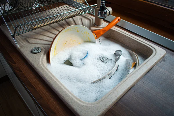 Dirty Dishes Sink — Stock Photo, Image