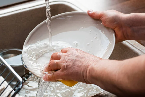 Image Middle Aged Women Washing Dishes — Stock Photo, Image