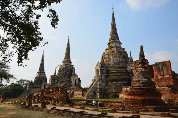 Trzy Wspaniałe Chedi Wat Phra Sanphet Ayutthaya — Zdjęcie stockowe