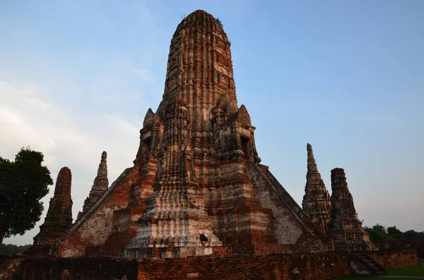 Exemplo Maravilhoso Para Maravilhoso Estilo Khmer Ayutthaya Wat Chaiwatthanaram — Fotografia de Stock