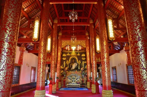 Maravillosa Sala Oración Santuario Wat Phra Kaew Chiang Rai — Foto de Stock
