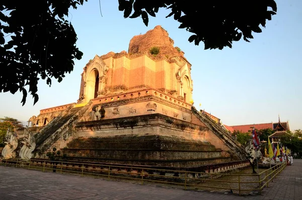 Ruinas Phra Chedi Luang Una Vez Chedi Más Grande Región — Foto de Stock