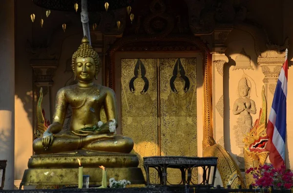 Sitting Buddha Statue Wat Phan Tao Chiang Mai — Stock Photo, Image
