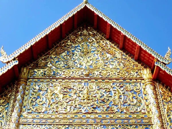 Detail Sala Kan Prian Facade Wat Suan Dok Chiang Mai — Stock Photo, Image