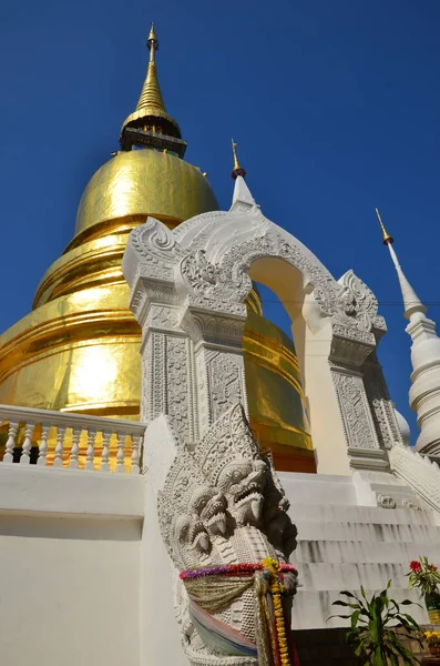 Złoty Szef Kuchni Wat Suan Dok Chiang Mai — Zdjęcie stockowe
