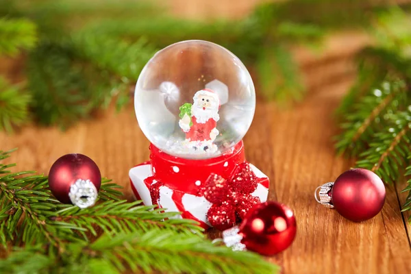 Snow globe with santa for christmas — Stock Photo, Image