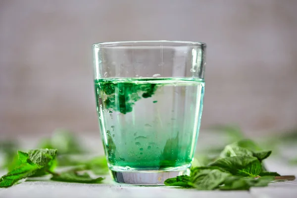Детоксикационный напиток из хлорофилла с зеленой мятой — стоковое фото