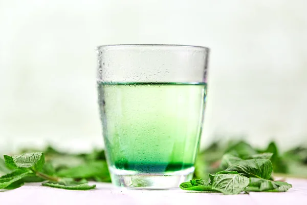 Klorofil bardak su taze yeşil nane ile