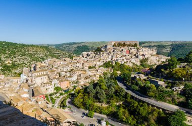 Ragusa Ibla 'nın Ragusa, Sicilya, İtalya' daki Panorama manzarası.