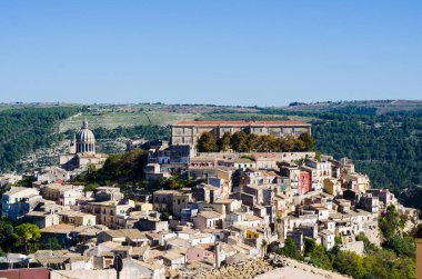 Ragusa Ibla 'nın Ragusa, Sicilya, İtalya' daki Panorama manzarası.