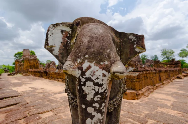 Stone Elephant Guards Corner East Mebon Ancient Temple Angkor Wat — Stock Photo, Image