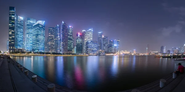 Singapur Ekim 2015 Singapur Daki Fullerton Gezinti Güvertesinden Bölgesinin Siluetinin — Stok fotoğraf