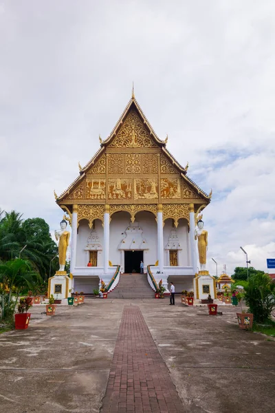 Vista Frontal Exterior Pha Que Luang Templo Budista Vientiane Laos — Fotografia de Stock