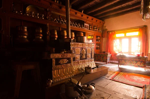 Leh Índia Maio 2015 Uma Típica Cozinha Ladak Com Fogão — Fotografia de Stock