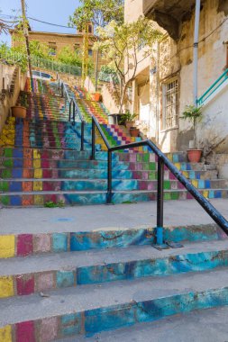 Colorful public staircase in residential area Achrafieh, Beirut, Lebanon clipart