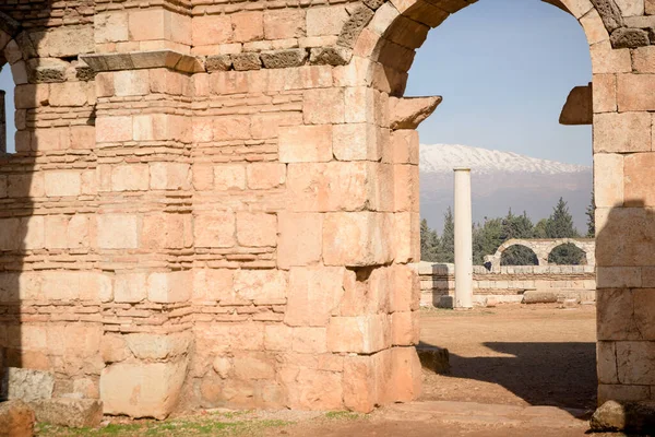 Palais Anjar Omeyyade Trouve Dans Ancien Établissement Romain Avec Des — Photo