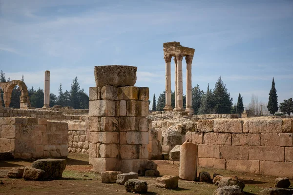 Palacio Omeya Anjar Encuentra Antiguo Asentamiento Romano Con Baños Termales — Foto de Stock