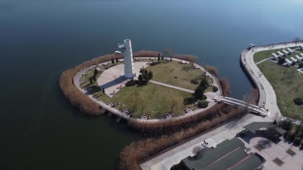 Mogan Lake Golbasi Ankara Turkey Mogan Lake Looking Tower Aerial — Stock Video