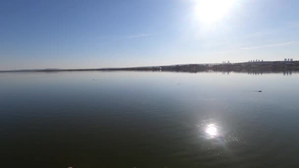 Mogan Gölü Golbasi Ankara Türkiye 2020 Göl Kıyısından Manzara — Stok video