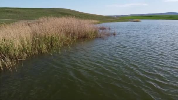 Dikilitas Goleti Dikilitas Golbasi Ankara Flyg Och Strandsolnedgången Bilder Sjön — Stockvideo