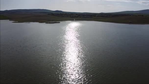 Dikilitas Goleti Dikilitas Golbasi Ankara Aerial Shore Sunset Images Lake — Stock Video