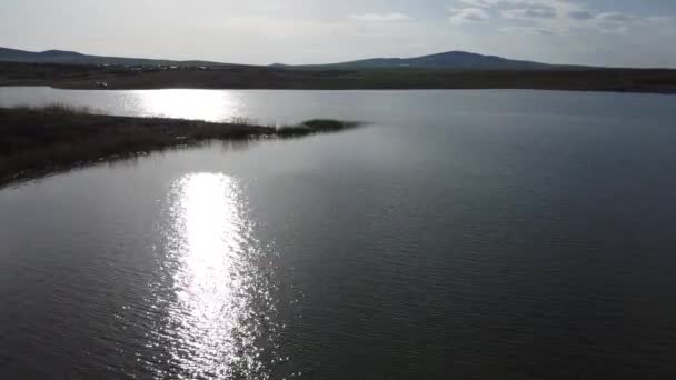 Dikilitas Goleti Dikilitas Golbasi Ankara Zonsondergang Vanuit Lucht Vanaf Kust — Stockvideo