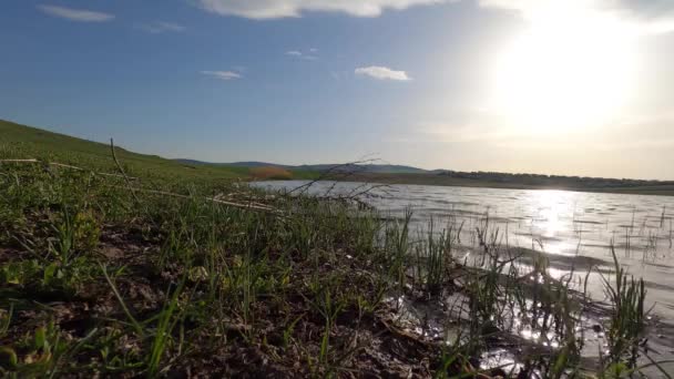 Dikilitas Goleti Dikilitas Golbasi Ankara Gambar Matahari Terbenam Danau Ini — Stok Video
