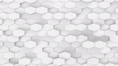 Soyut Hexagon Geometrik Tüp Yüzey Döngüsü. Minimum altıgen şebeke şablonu, saf duvarda rastgele dalgalanan arkadaki tuval. Kusursuz döngü 4K Görüntü