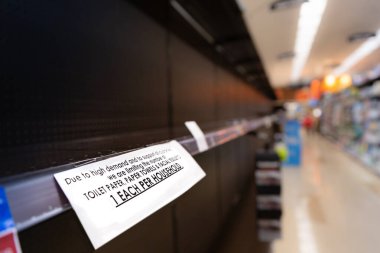 Virüs salgını sırasında yiyecek ve erzak sıkıntısı ve limitli boş raflar.