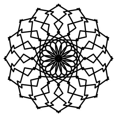 Beyaz arka planda soyut mandala. Tebrik kartı, davetiye, dövme. Stres Önleyici Terapi Kalıbı.