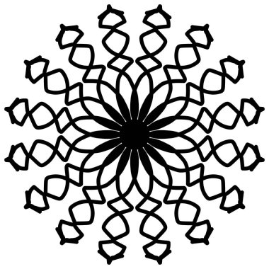 Beyaz arka planda soyut mandala. Tebrik kartı, davetiye, dövme. Stres Önleyici Terapi Kalıbı.