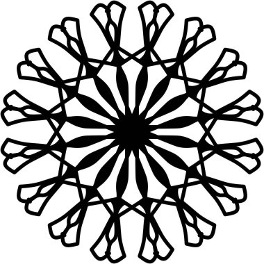 Beyaz arka planda soyut mandala. Tebrik kartı, davetiye, dövme. Stres Önleyici Terapi Kalıbı.