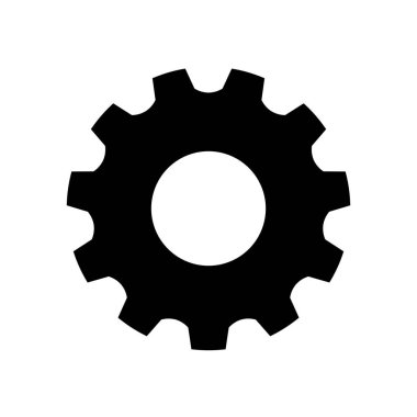 Beyaz arkaplanda dişli veya dişli simgesi.