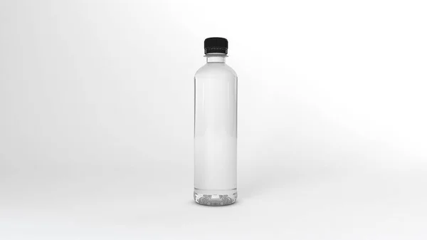 Rendering Transparent Clear Bottle White Background Creating Mockup — Stock Photo, Image