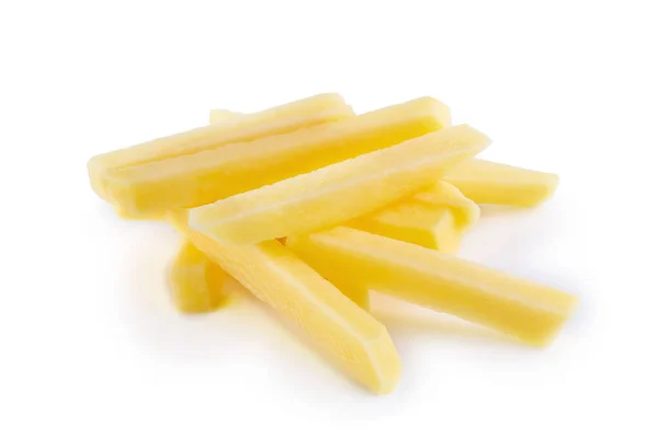 Raw Potato sliced strips prepared for French fries isolated over — Stock Photo, Image