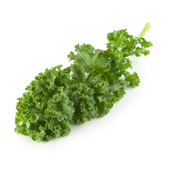 Fresh organic green kale leaves isolated over white background — Stock Photo, Image